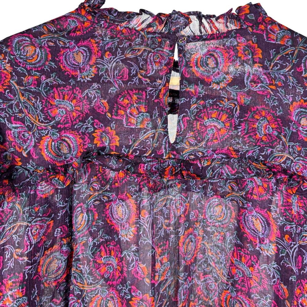 Cleobella x Revolve Fiorella Blouse Purple Paisley Floral Ruffle Long Sleeve L - Picture 12 of 15